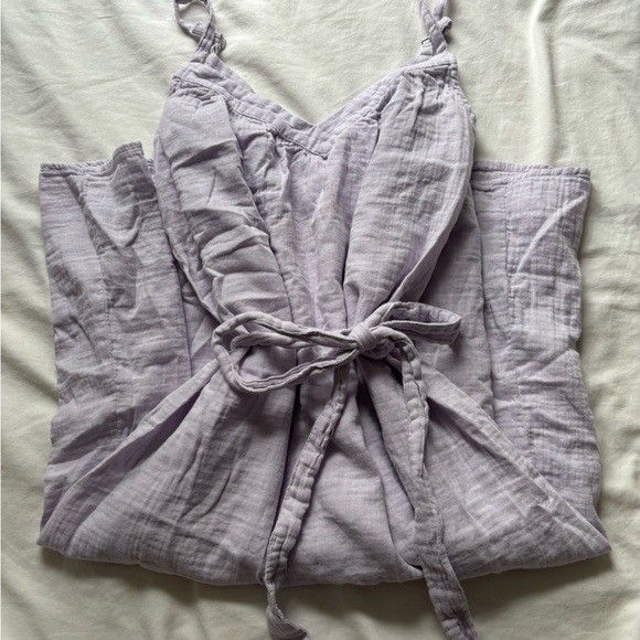 Gauze/linen lilac coloured midi dress - Picture 1 of 3